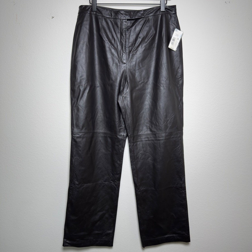 NEW Y2K Preston & York Women 100% Leather Pants 14 Brown Western Boho Indie